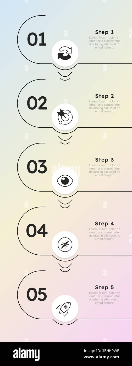Business timeline rounded structure infographic 5 steps Stock Vector