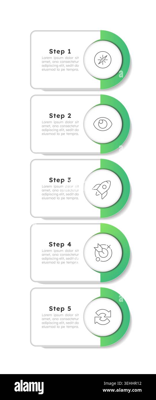 Business rounded green vertical infographic 5 steps Stock Vector