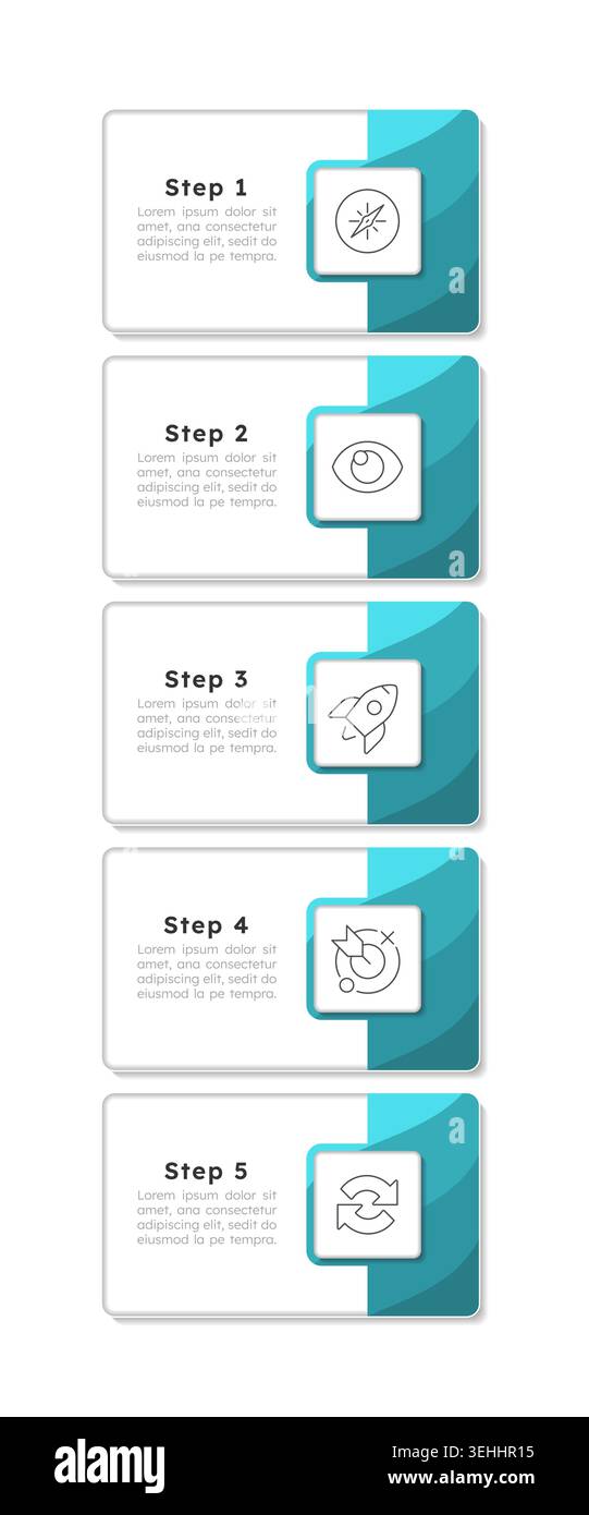 Business rectangle green vertical infographic 5 steps Stock Vector