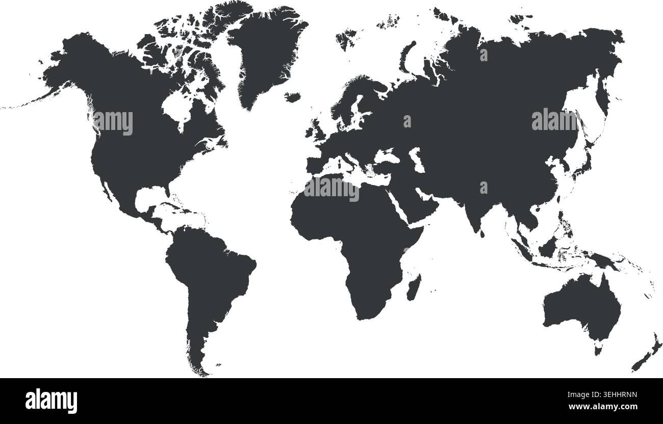 World map on transparent background. Stock Vector