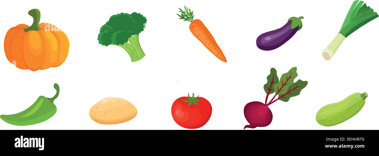 vegetables collection, isolated elements, vector design Stock Vector