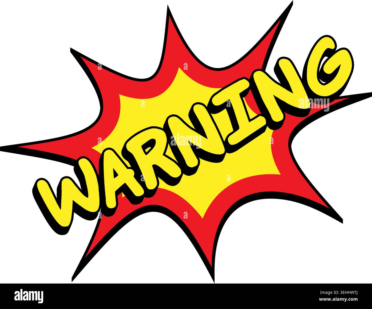 WARNING Comic Book Pop Art Starburst Graphic Stock Vector
