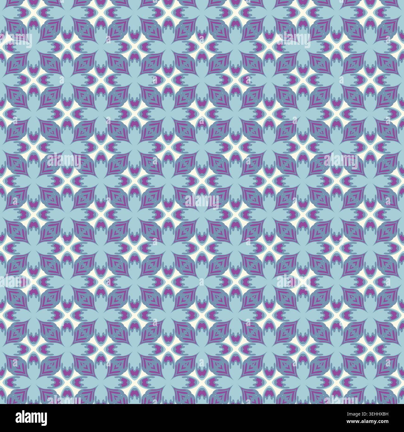 Periwinkle Blue Purple Damascus Star Pattern Stock Vector