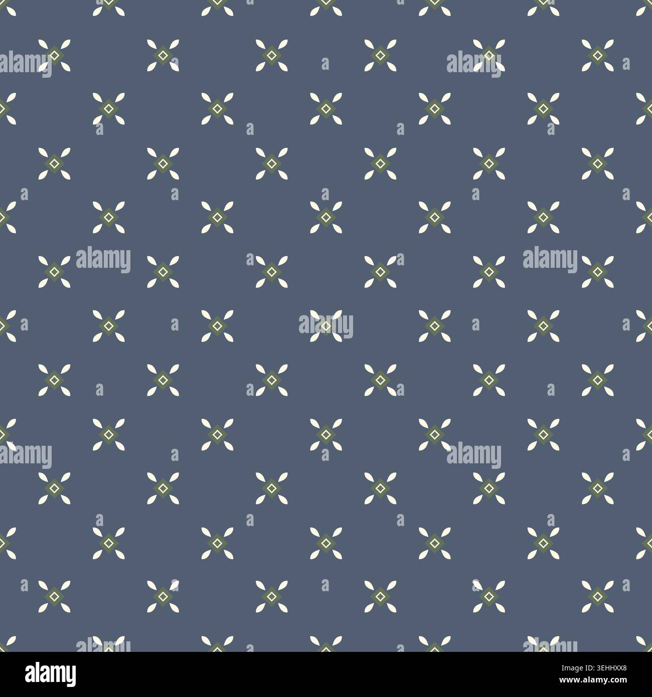 Geometric Ditsy Starburst Navy Blue Print Stock Vector