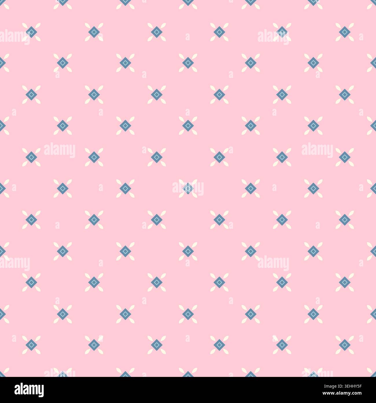 Pastel Pink Ditsy Diamond Star Pattern Stock Vector