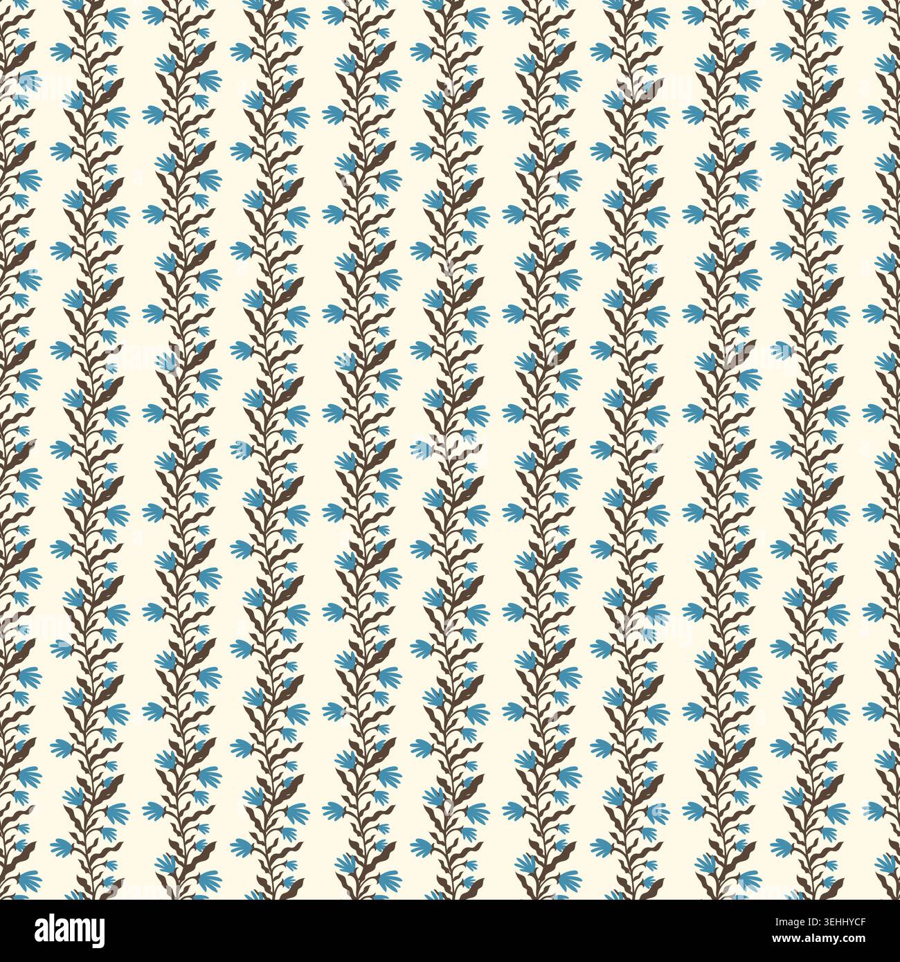 Traditional French Chintz Stripe Cream Pattern Stock Vector