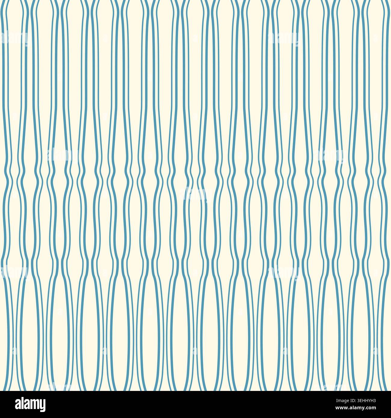 Coastal Blue Abstract Wave Line Pattern Stock Vector