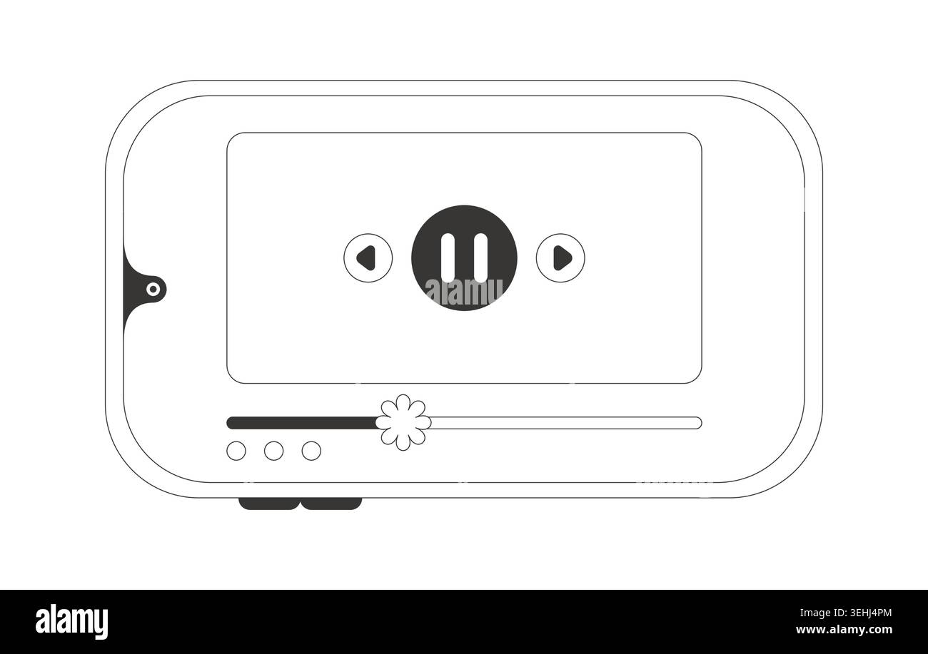Mobile video player interface 2D line object Stock Vector