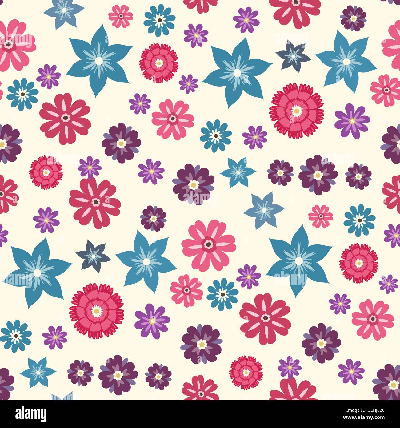 Pastel Scattered Ditsy Chintz Flower Pattern Stock Vector