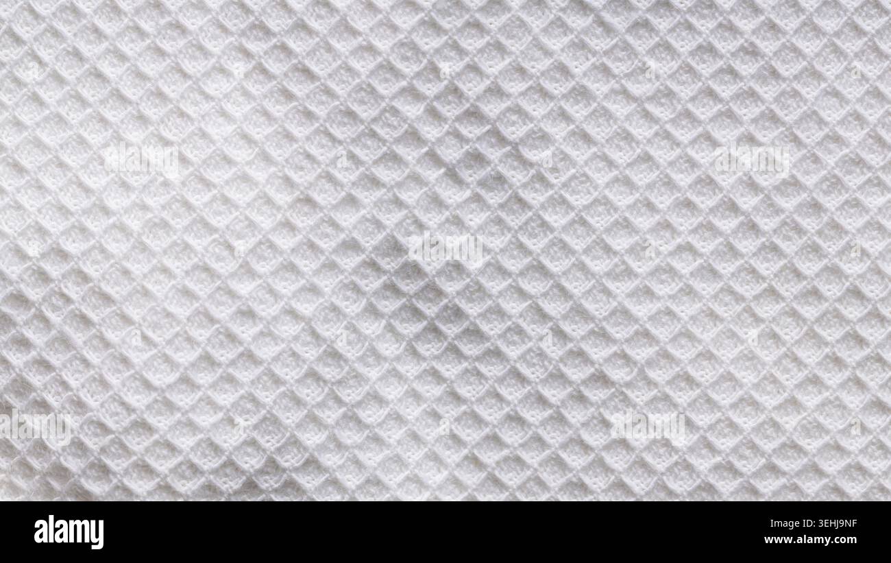 White waffle weave cotton fabric texture with diamond pattern for a textile background Stock Photo