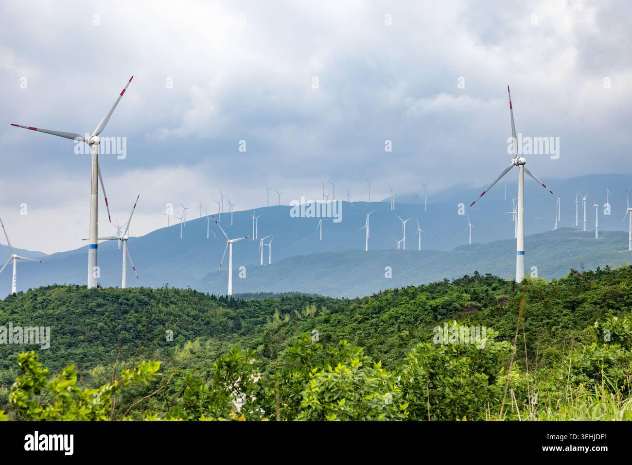 GUILIN, CHINA - MAY 24, 2026 - The wind turbines of Qiuping Wind Farm ...