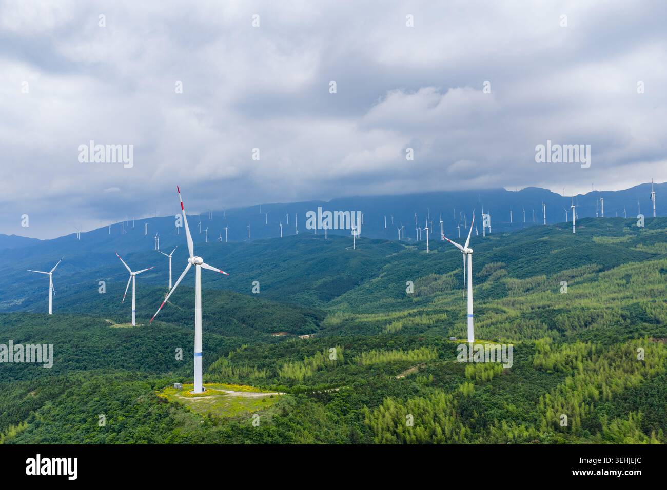GUILIN, CHINA - MAY 24, 2026 - The wind turbines of Qiuping Wind Farm ...