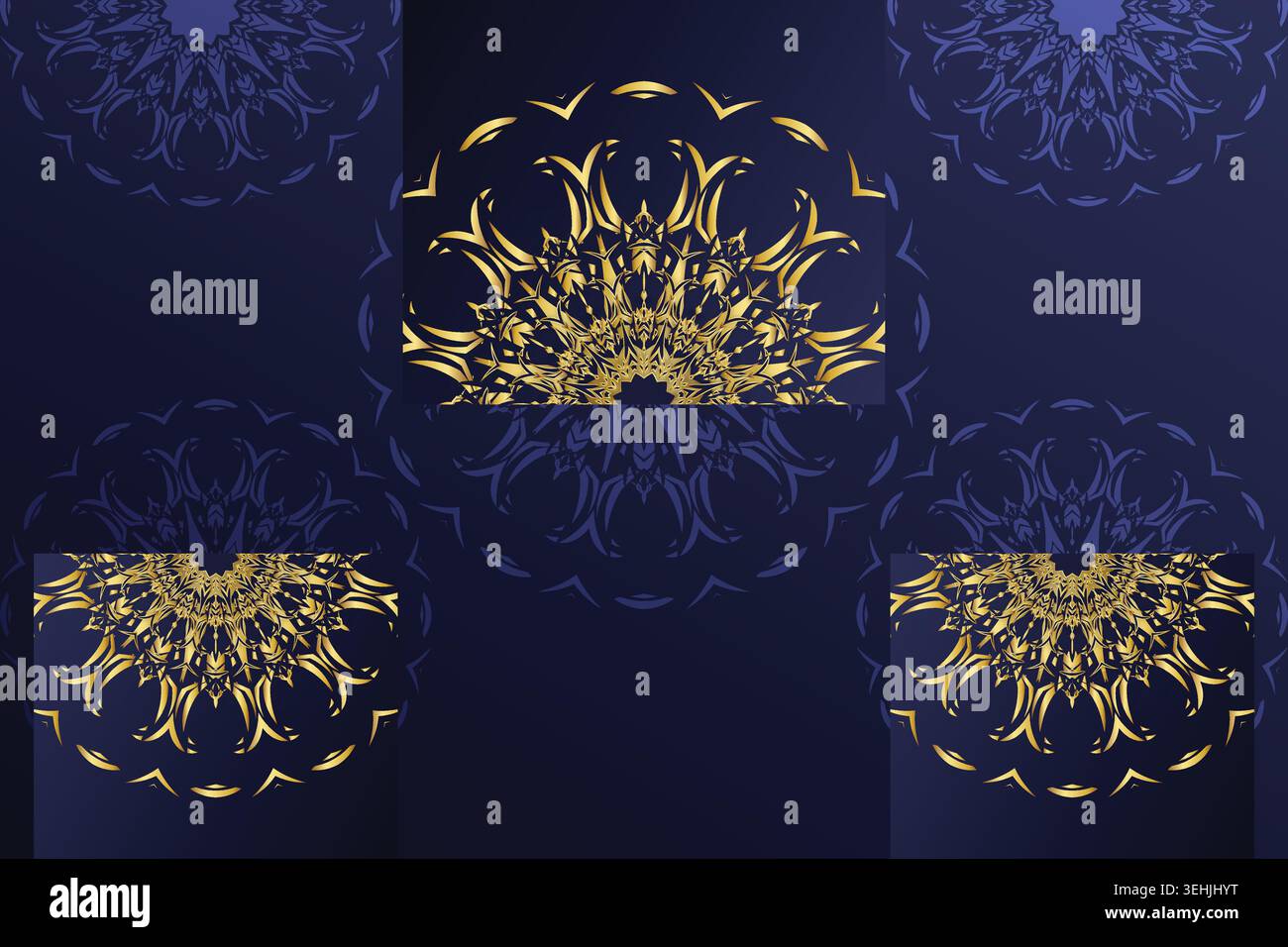Decorative Islamic Mandala Design With Diamond Shaped Blue Frames Stock Vector
