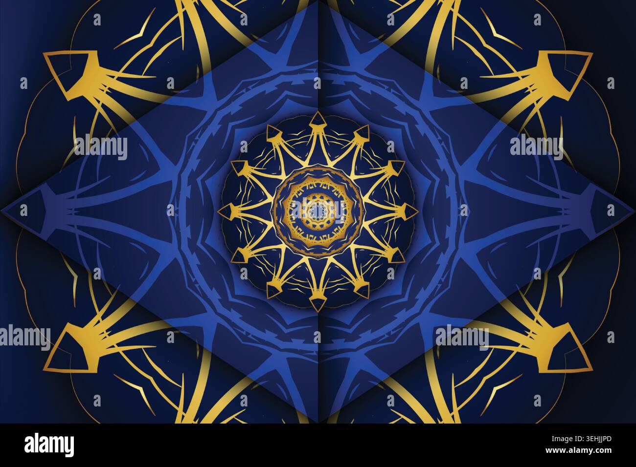 Elegant Persian Inspired Mandala Pattern On Deep Blue Background Stock Vector
