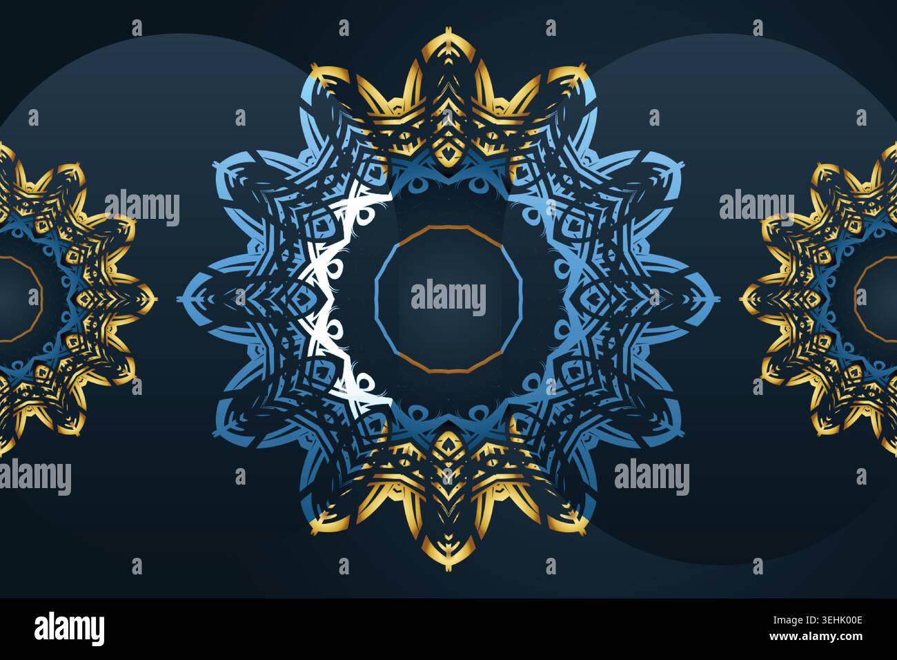 Decorative Islamic Mandala Design With Diamond Shaped Blue Frames Stock Vector