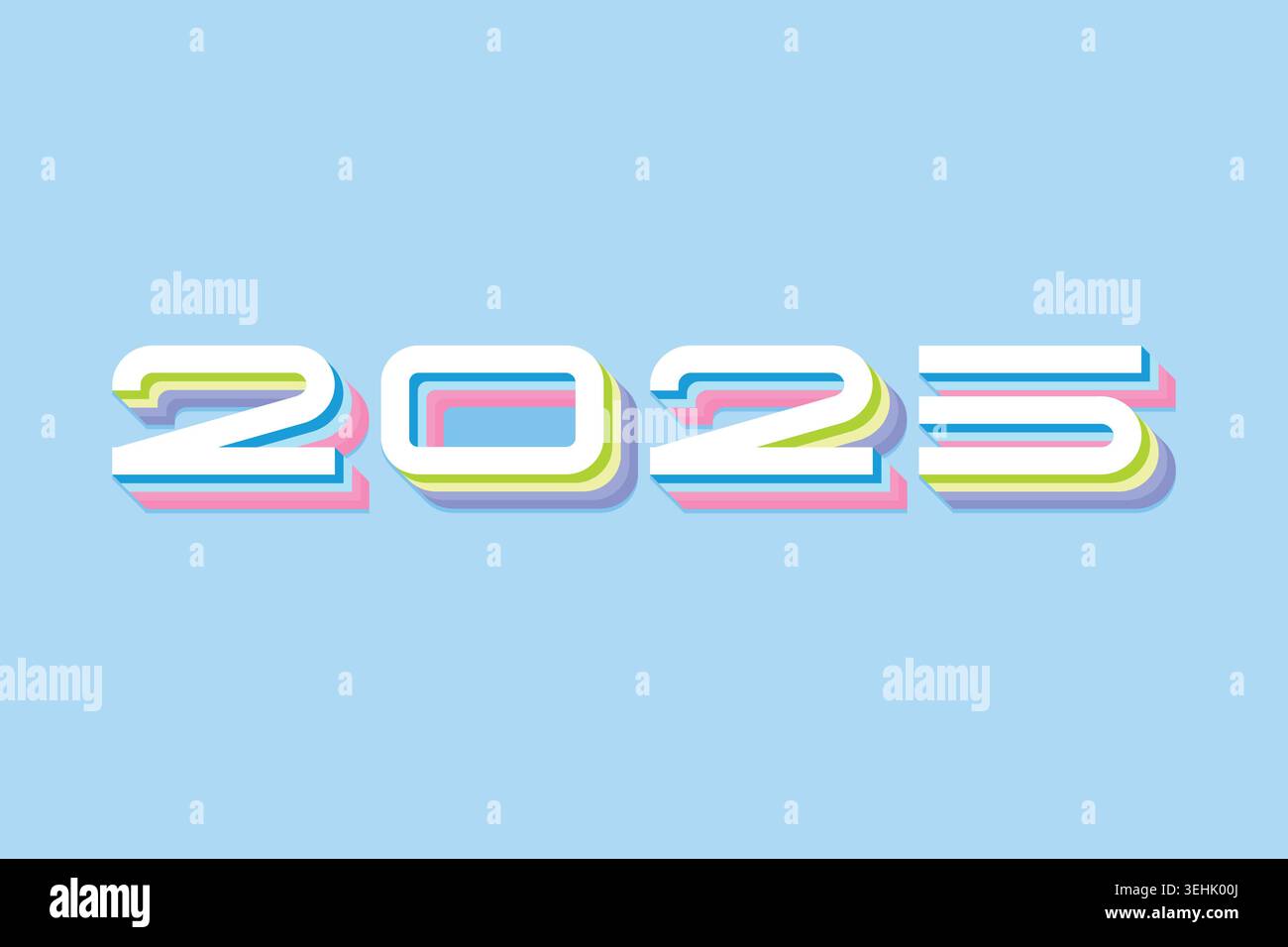 Retro Futuristic 2025 Typography Design Stock Vector