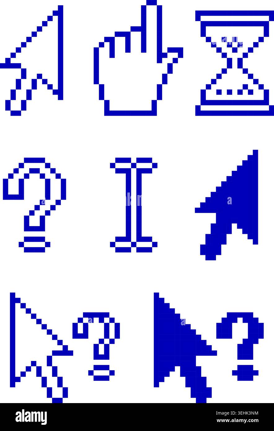 Collect Standard Pixel Cursors, element for design, vector illustration Stock Vector