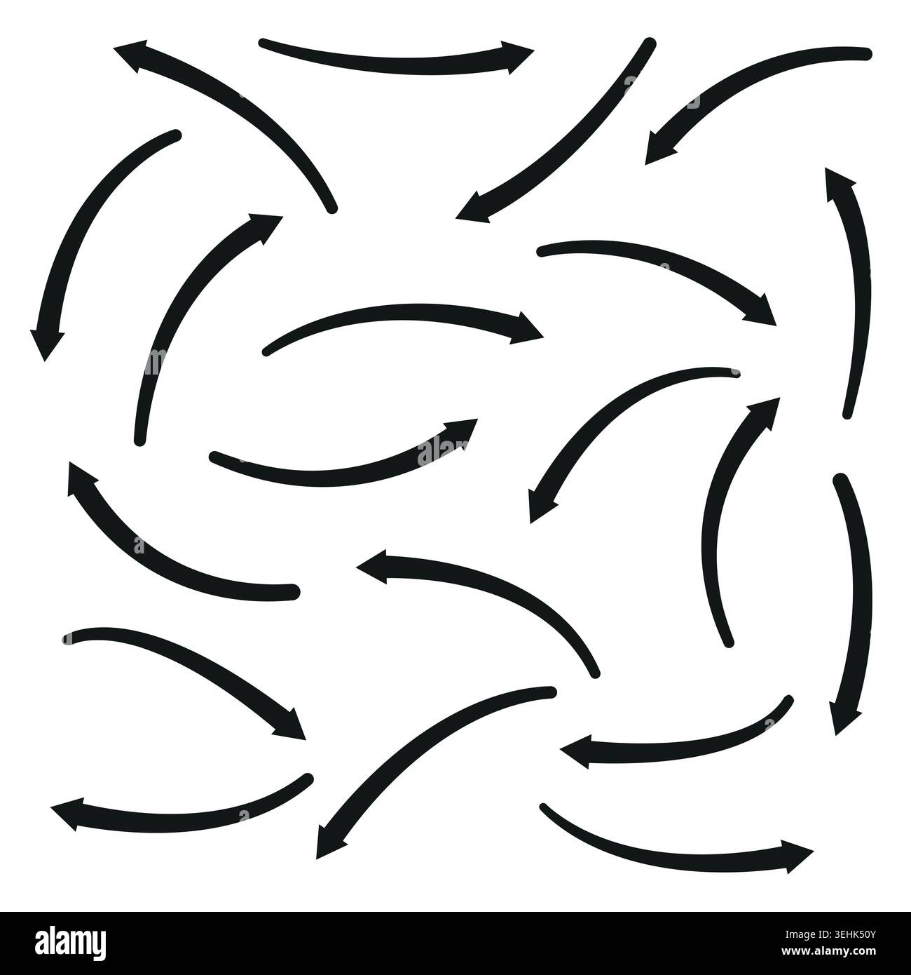 Set of black, curve arrows. Stock Vector