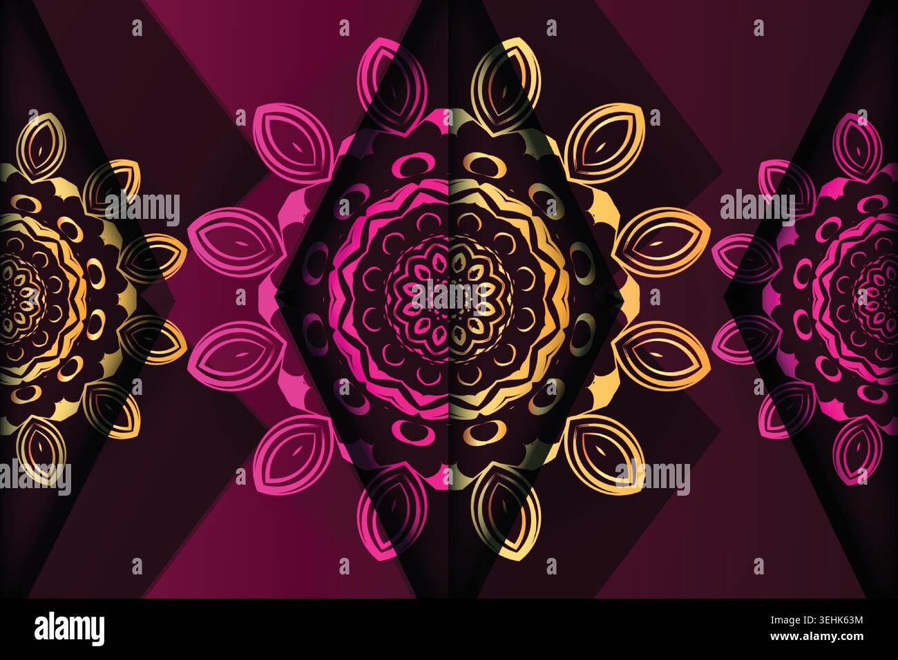 Royal Gold Mandala Pattern On Deep Red Background With Concentric Depth Stock Vector