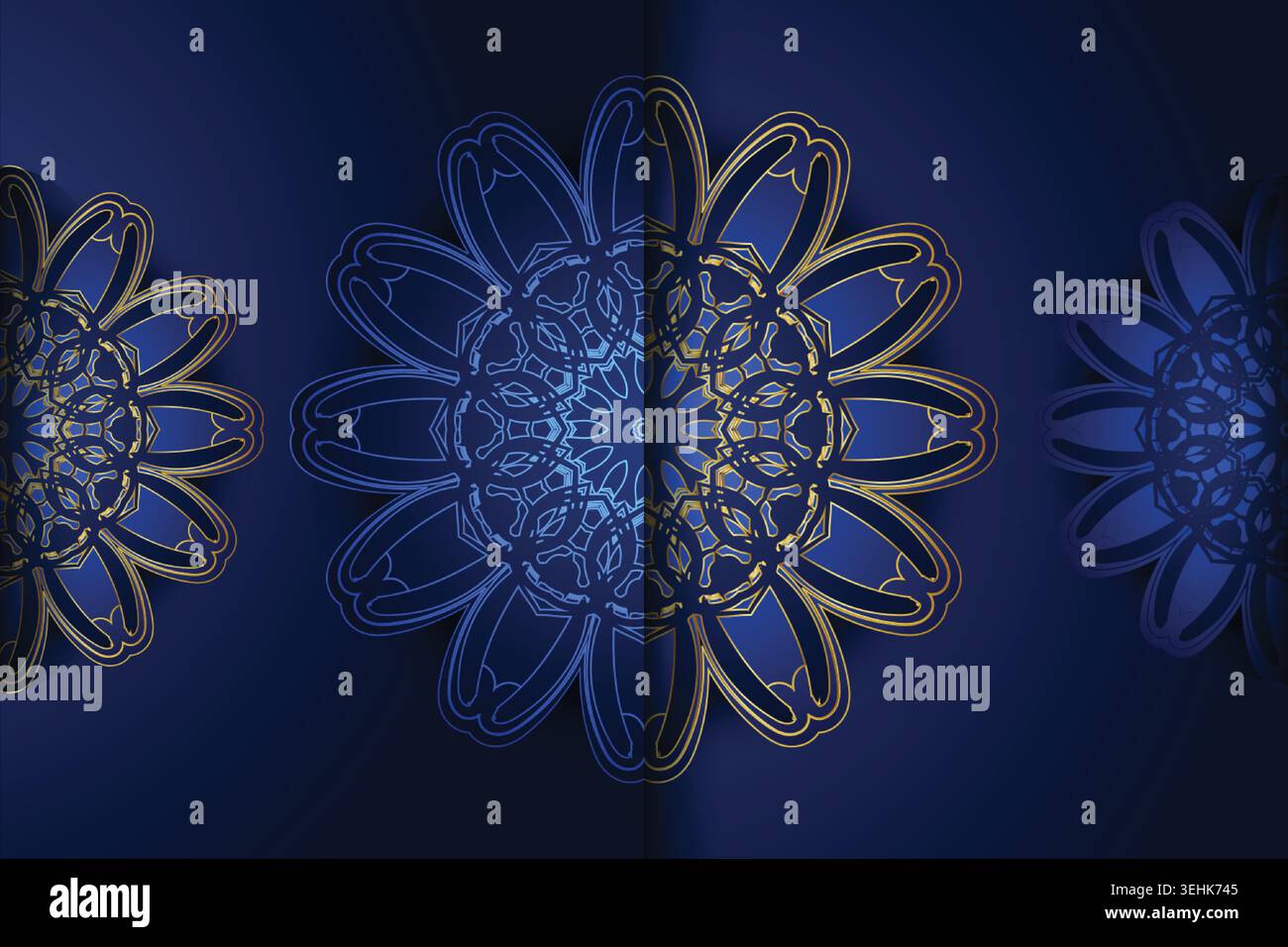 Elegant Persian Inspired Mandala Pattern On Deep Blue Background Stock Vector