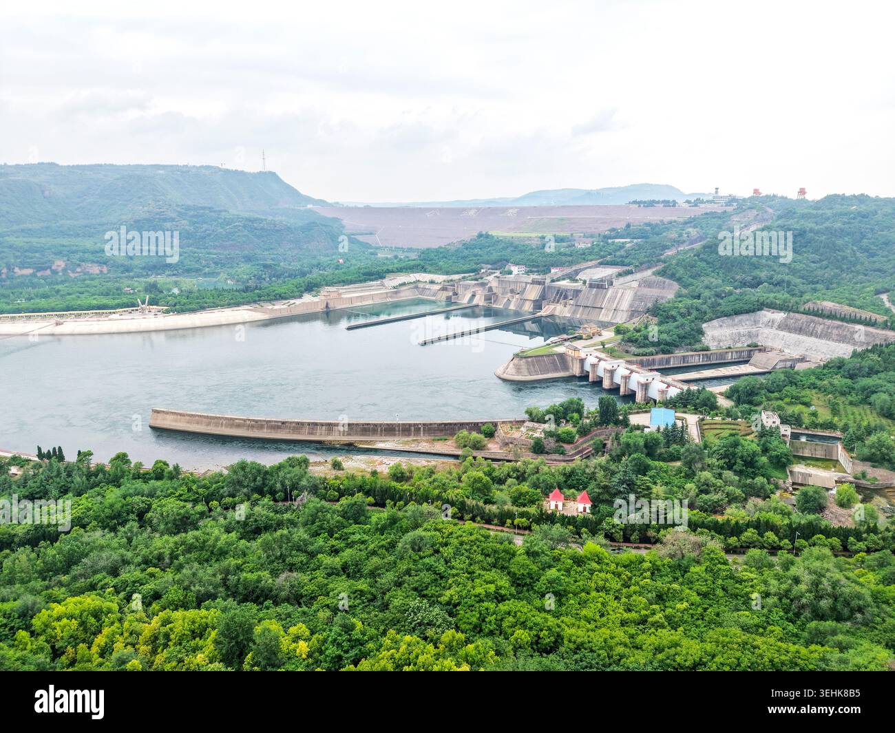 JIYUAN, CHINA - MAY 14, 2026 - Aerial view of the Xiaolangdi Dam on the ...