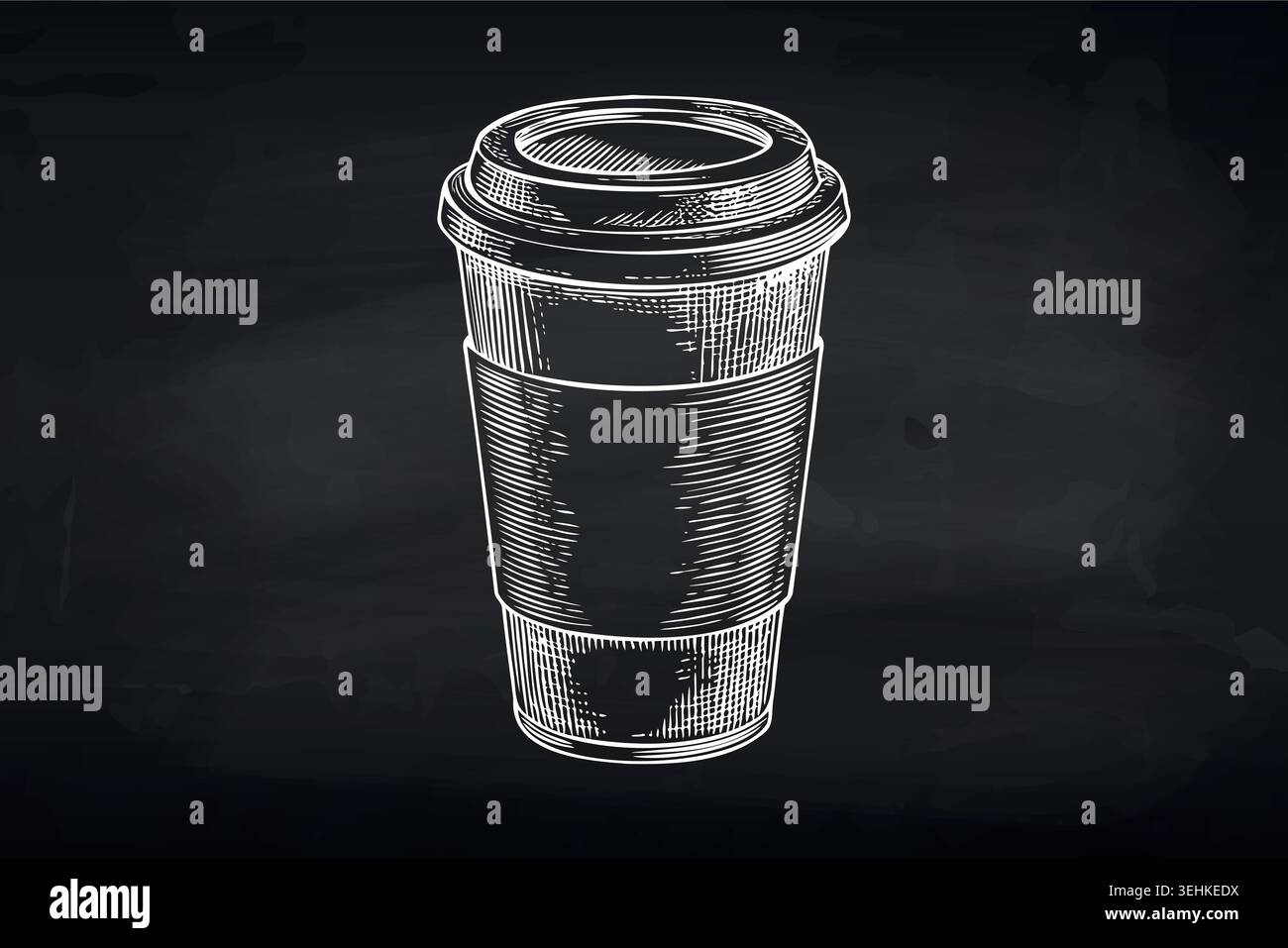 Chalk drawn takeaway coffee cup on blackboard background Stock Vector