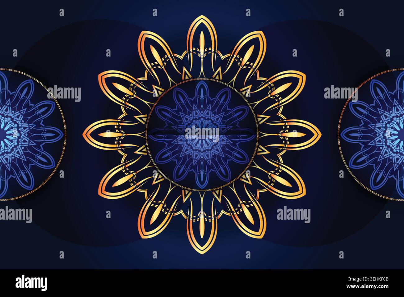 Elegant Mandala Illustration With Petal Shapes And Reflective Surface Depth Stock Vector