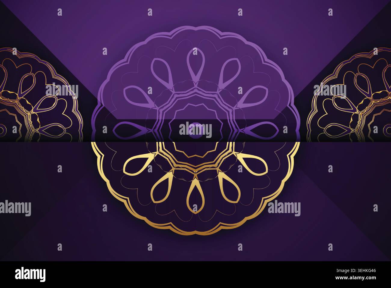 Vibrant Pink Purple Gold Mandala Pattern With Soft Gradient Depth Effect Stock Vector