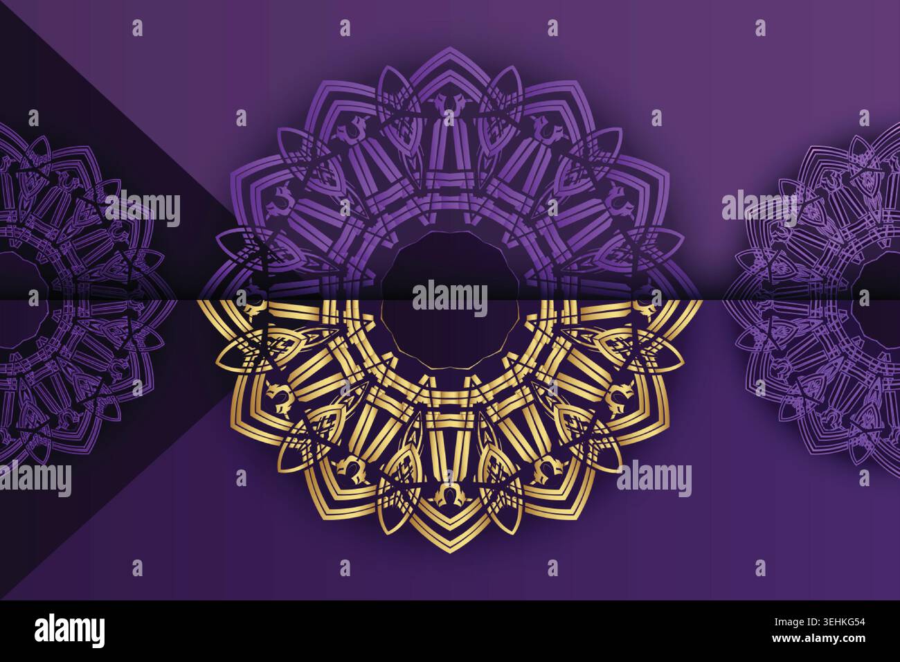 Elegant Geometric Floral Mandala Pattern On Deep Rich Background Stock Vector