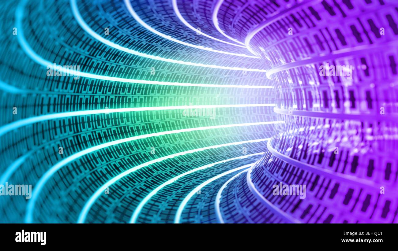 Binary code tunnel forming with 1 and 0's Stock Photo