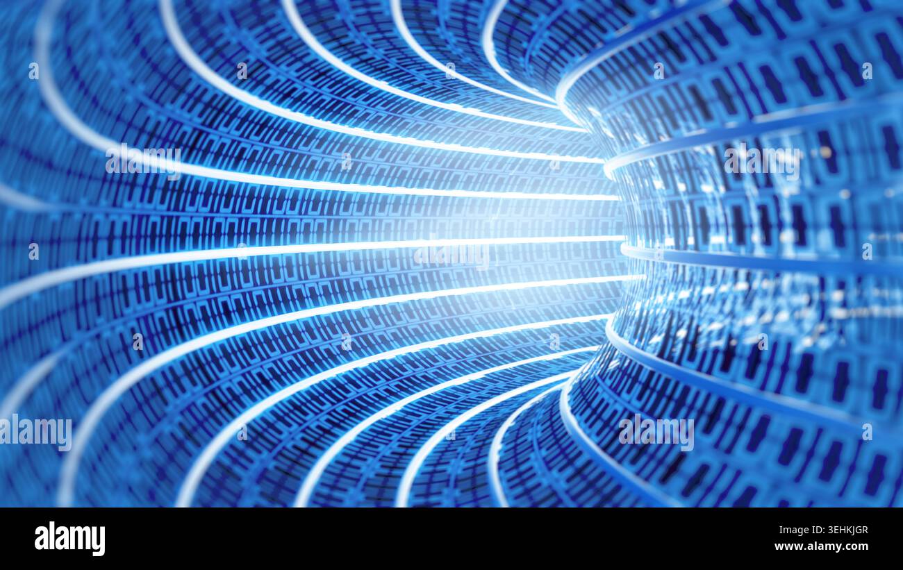 Binary code tunnel forming with 1 and 0's Stock Photo