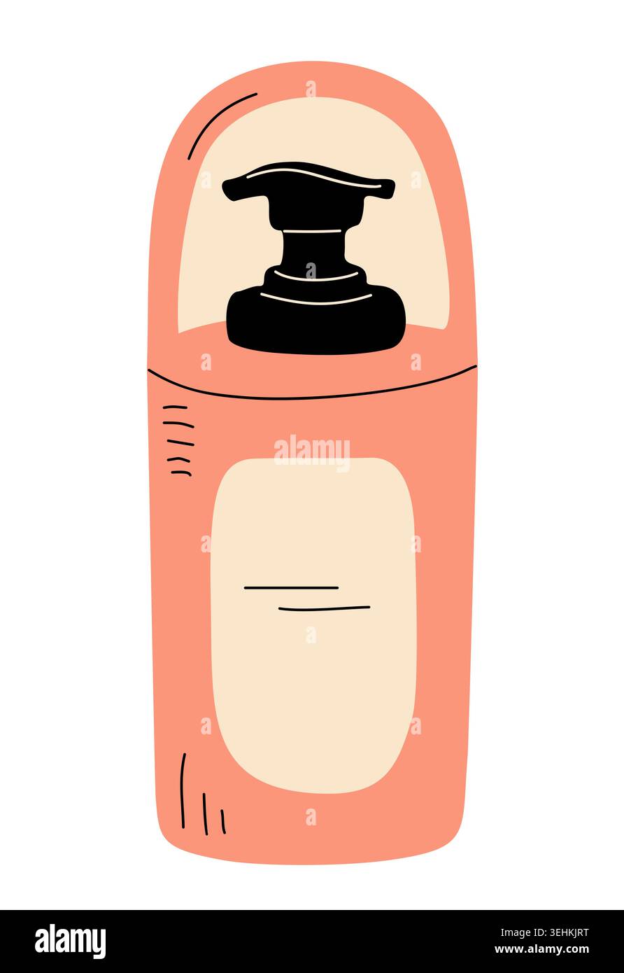 Soft peach bottle with black pump dispenser Stock Vector