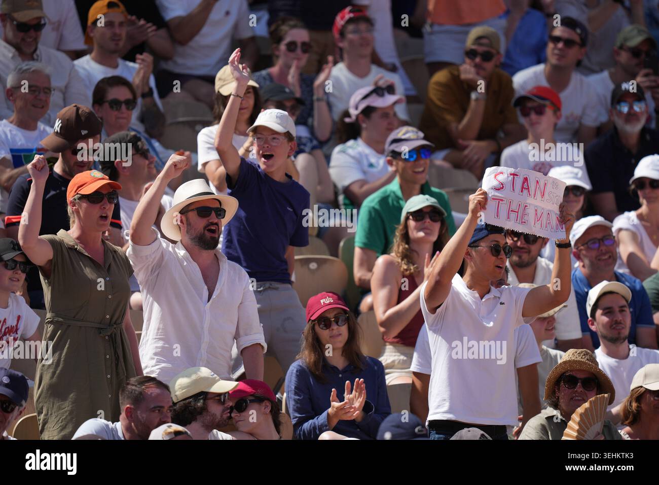 Fans support Stan Wawrinka of Switzerland during his first round men's ...