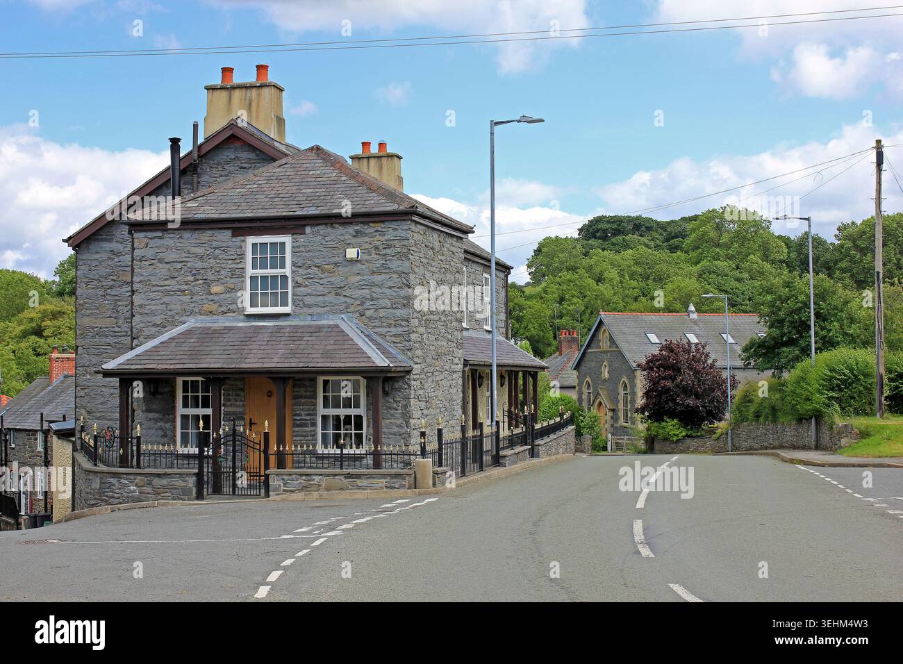 Village of Llansannan, Denbighshire, Conwy, Wales Stock Photo
