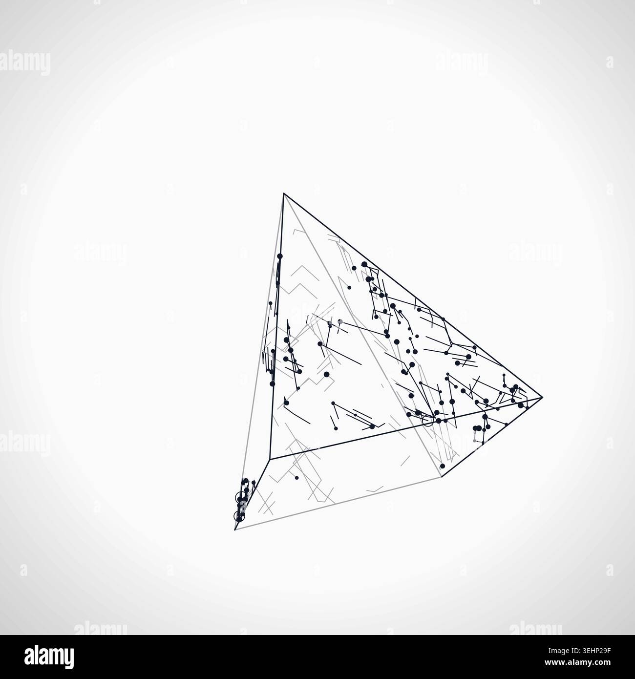 Abstract futuristic pyramid structure rendered as a clean geometric network background Stock Vector