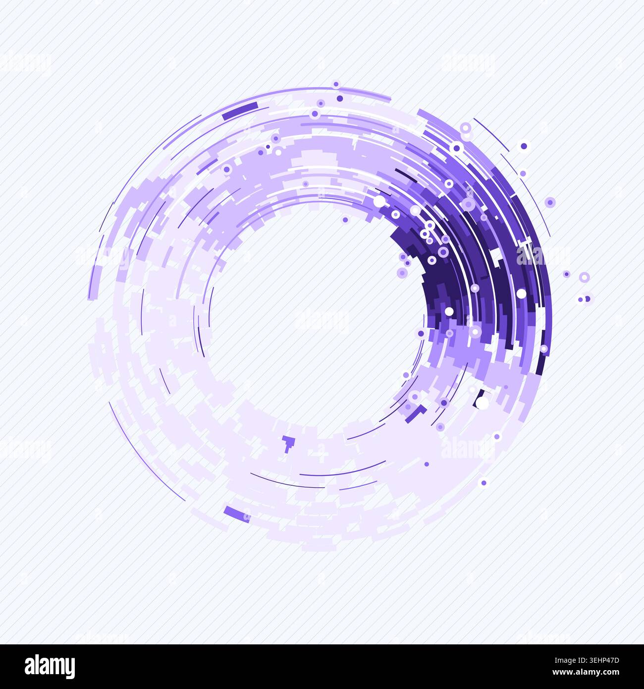 Concentric circular tech segments with dynamic blue glow accents Stock Vector
