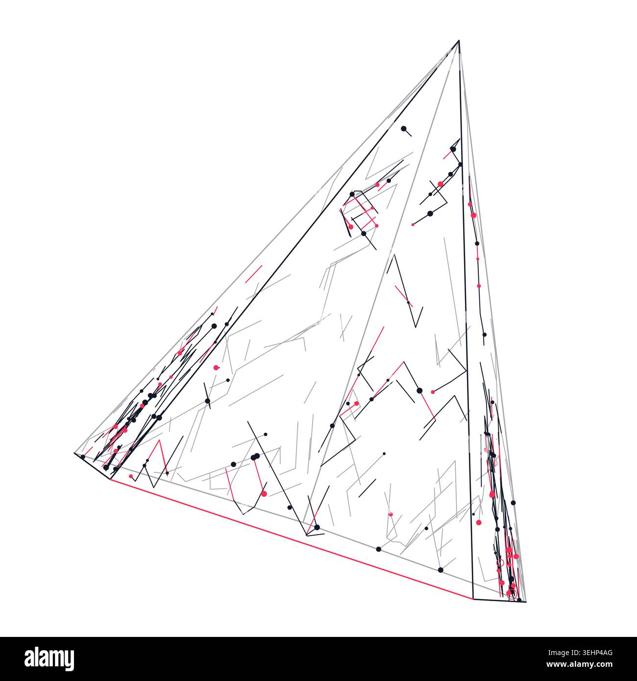 Abstract futuristic pyramid structure rendered as a clean geometric network background Stock Vector