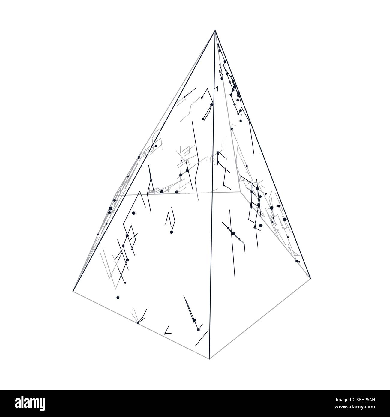 Abstract futuristic pyramid structure rendered as a clean geometric network background Stock Vector