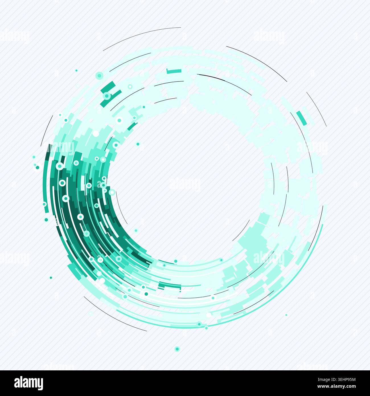 Abstract digital ring interface made from layered geometric arc blocks Stock Vector