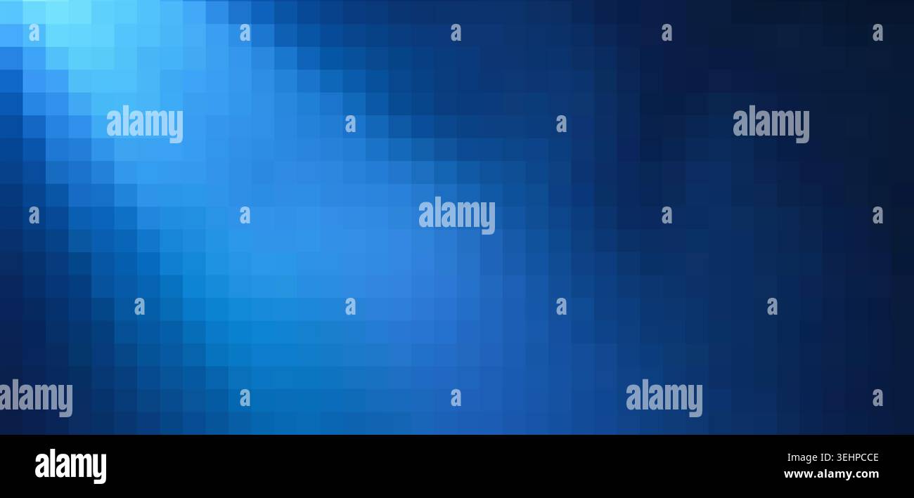 Blue pixelated mosaic pattern creating a vibrant digital gradient Stock Photo