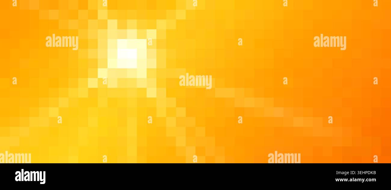 Bright pixel grid creating a warm orange and yellow mosaic pattern Stock Photo
