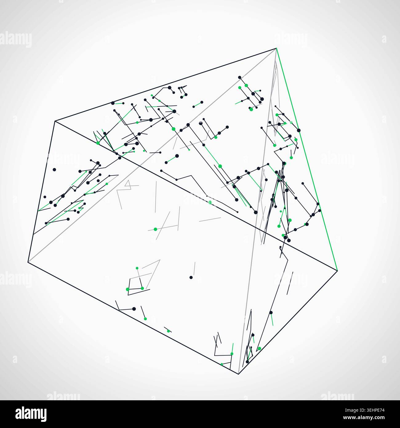 Abstract futuristic pyramid structure rendered as a clean geometric network background Stock Vector