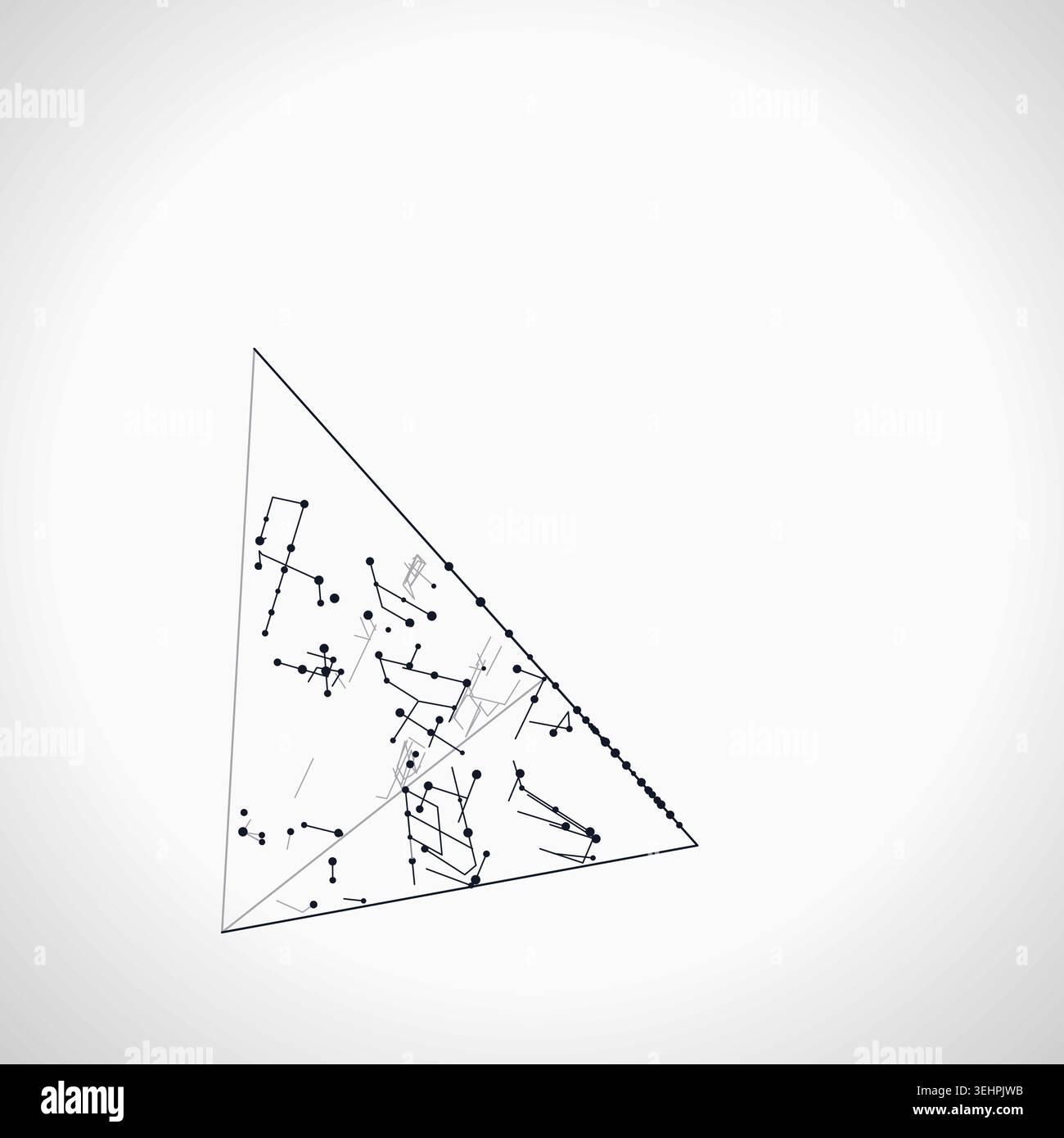 Modern technology-inspired 3D wire pyramid with layered lines and connection points Stock Vector