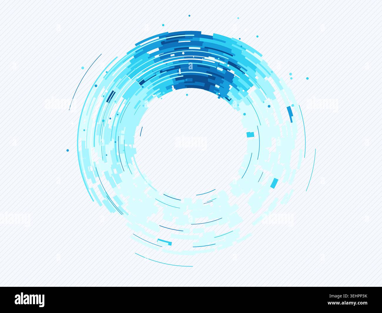 Abstract digital ring interface made from layered geometric arc blocks Stock Vector