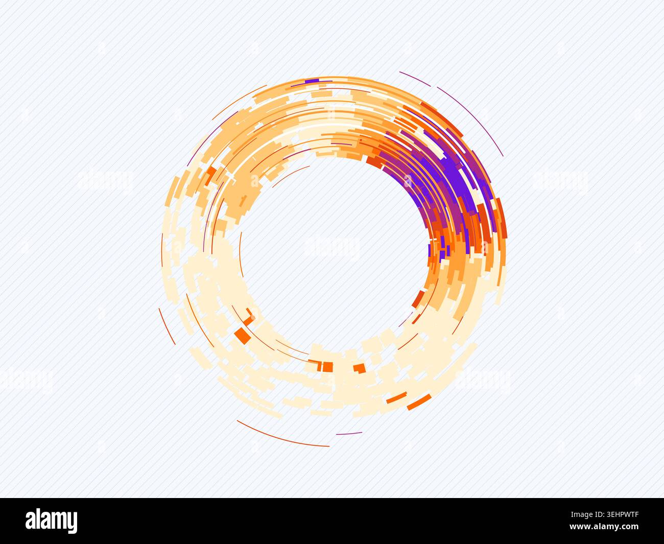 Abstract digital ring interface made from layered geometric arc blocks Stock Vector