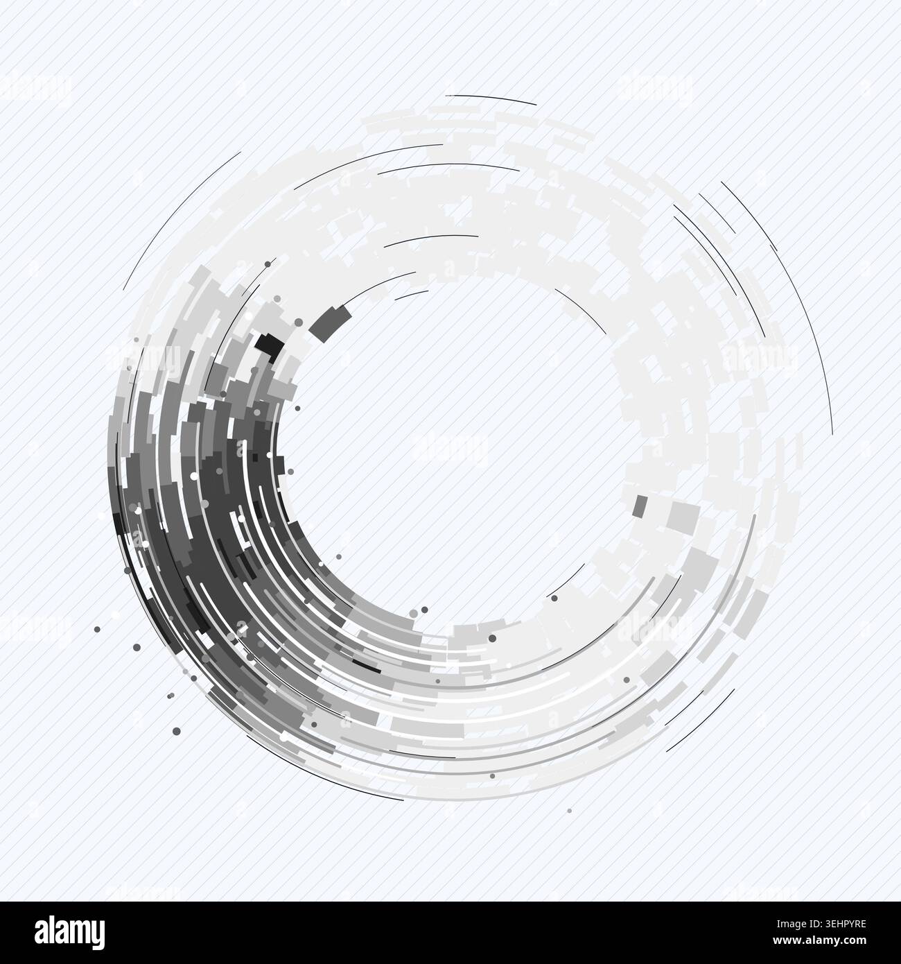 Abstract digital ring interface made from layered geometric arc blocks Stock Vector