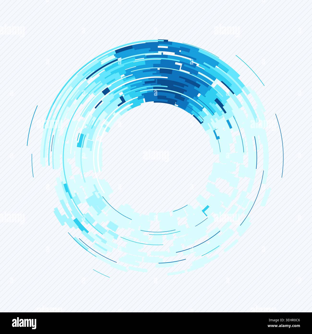 Concentric circular tech segments with dynamic blue glow accents Stock Vector
