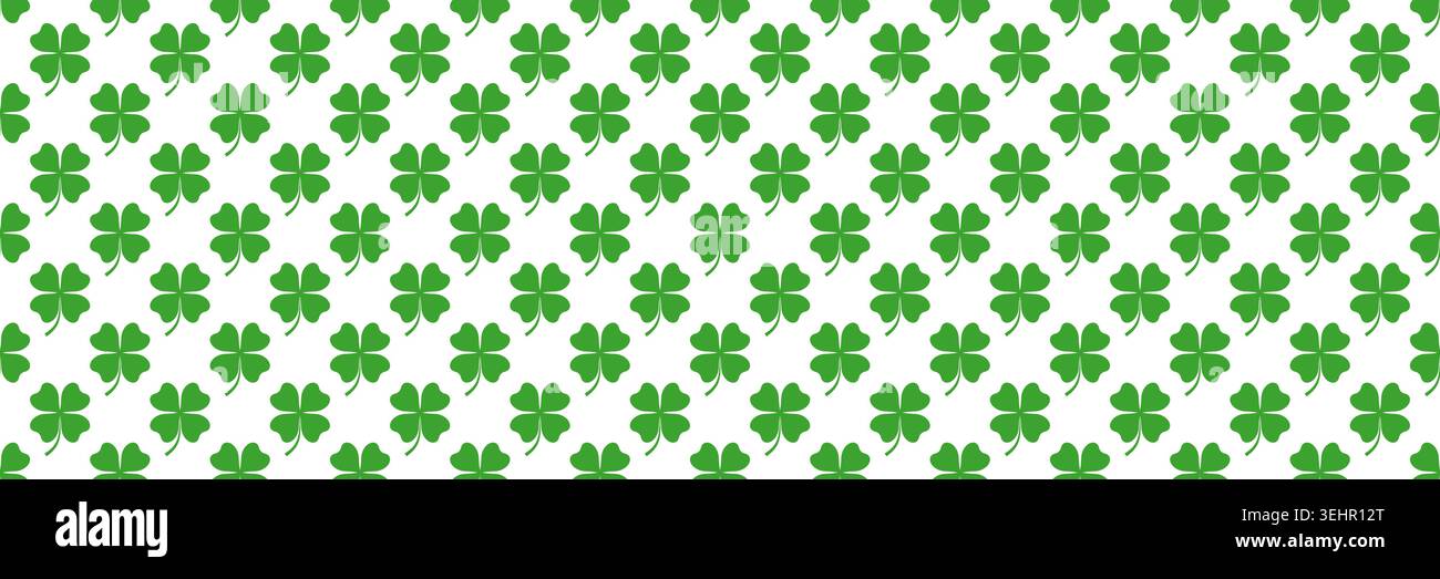 horizontal seamless green cloverleaf for pattern and background. Stock Vector