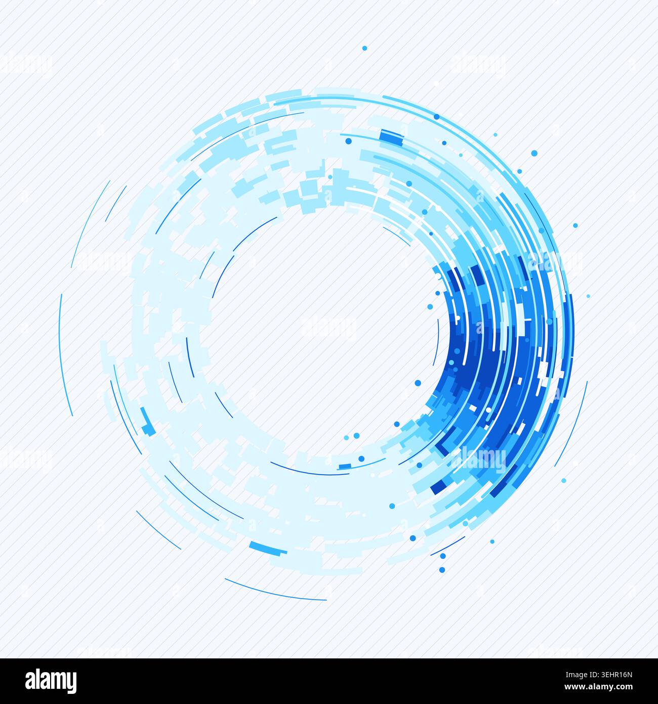Concentric circular tech segments with dynamic blue glow accents Stock Vector