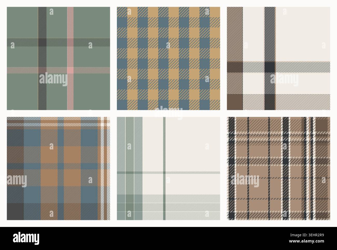 Scandinavian Tartan Plaid Seamless Patterns. Stock Vector
